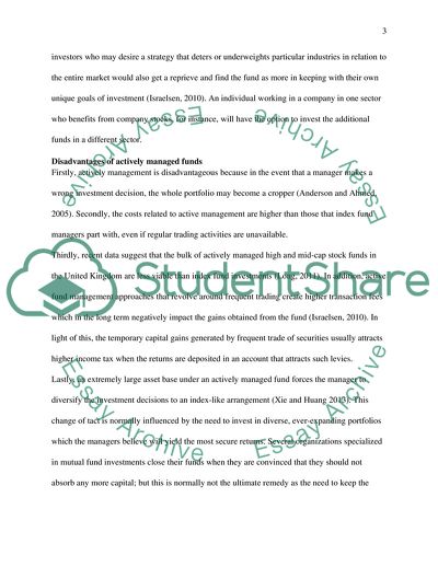 Actively Management versus Index Fund