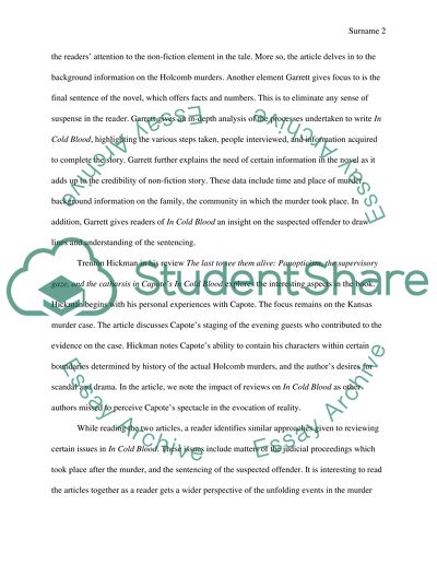 Comparative Analysis - In Cold Blood by Truman Capote