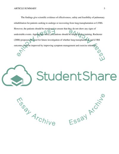 Pulmonary Rehabilitation