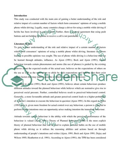 What Does the Theory of Planned Behaviour Tell about Using a Cell Phone while Driving