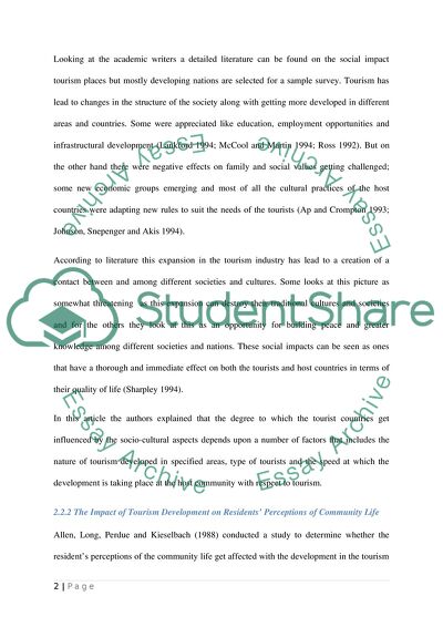 An Evaluation of the Social Impact of Tourism Development in Manchester