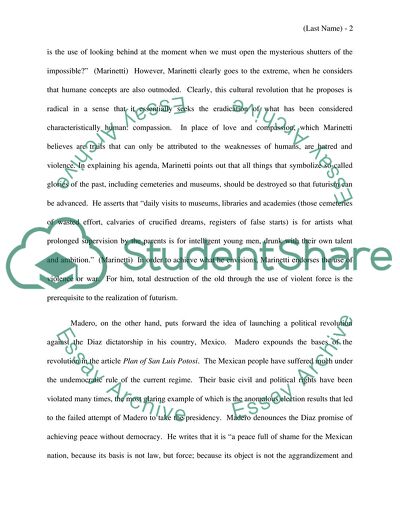 The Futurist Manifesto and the Plan of Potosi