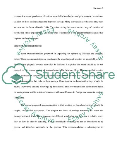 Purpose for Providing a Tax System With a Neutral Treatment of Life-Cycle Savings