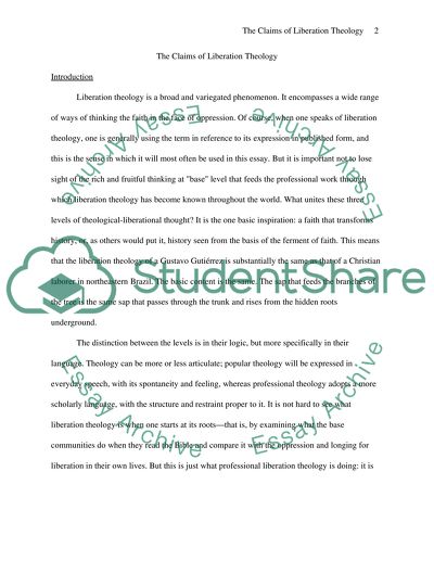 The Claims of Liberation Theology