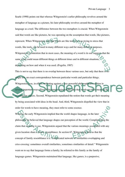 Private Language in The Philosophy of Wittgenstein