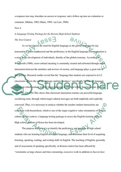 Language Assessment for Korean High school students learning English