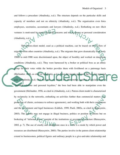 Models of Organized Crime Executive Summary