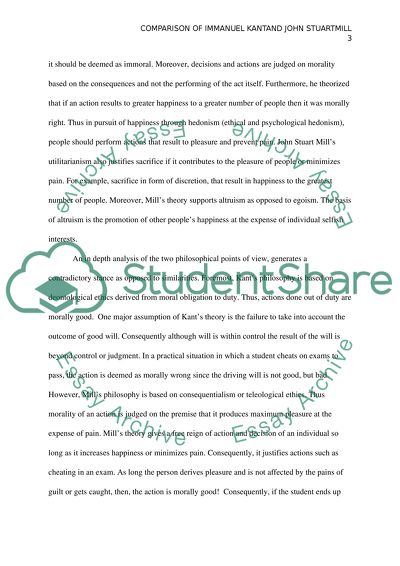 Comparing both Immanuel Kant and John Stuart Mills philosophical positions
