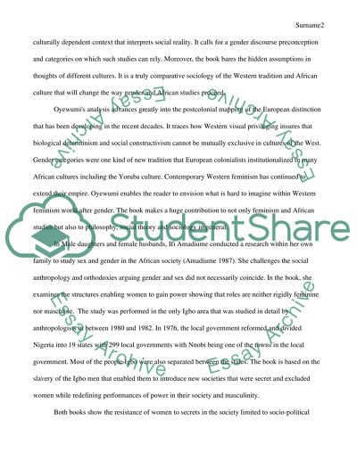 Gender and Sex in an African Society