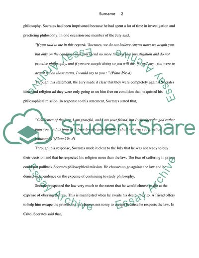 Socrates and His Submission to Law