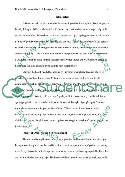 Oral Health Implications of the Ageing Population