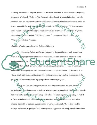 Evaluation of Online Education