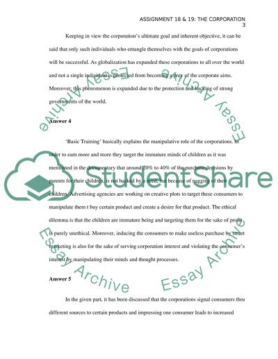 The Corporation Sociology Assignment