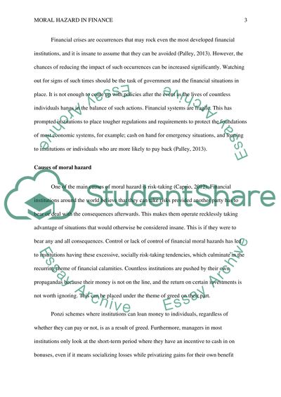 Moral Hazard in Finance