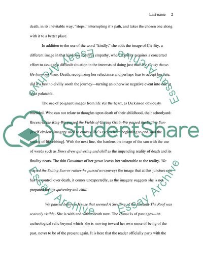 How imagery is used in Emily Dickinsons Because I could not stop for death