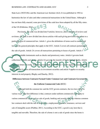 Contracts and Leases in Common Law and UCC