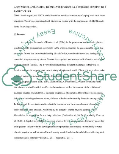 Divorce as a stressor leading to family crisis