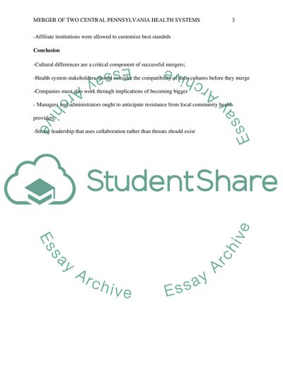 Merger of Two Central Pennsylvania Health Systems