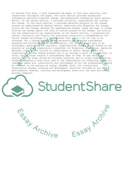 The Change Process at General Motors