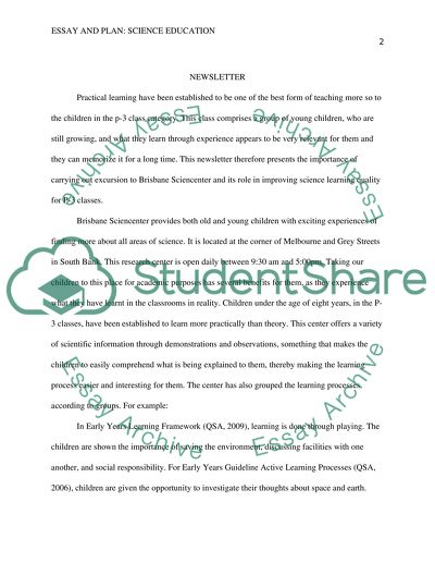 The Importance of Practical Learning to Young Students in the P-3 Class