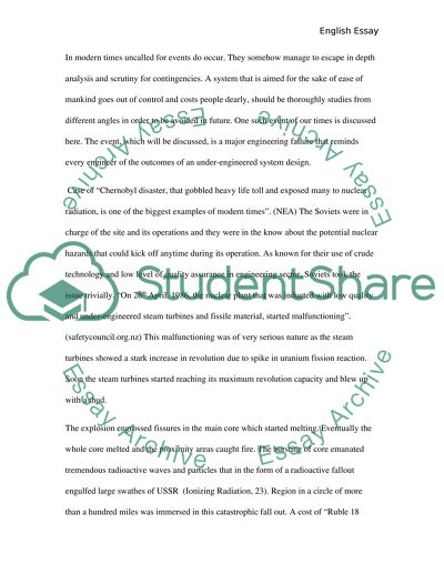Chernobyl Tragedy - Insight into Engineering Disaster of the Past