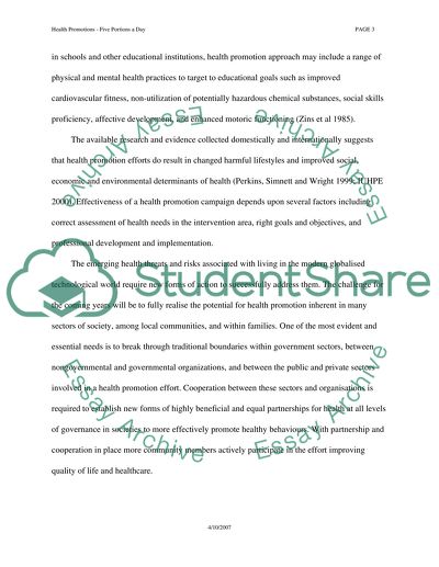 Health Promotions - Five Portions a Day