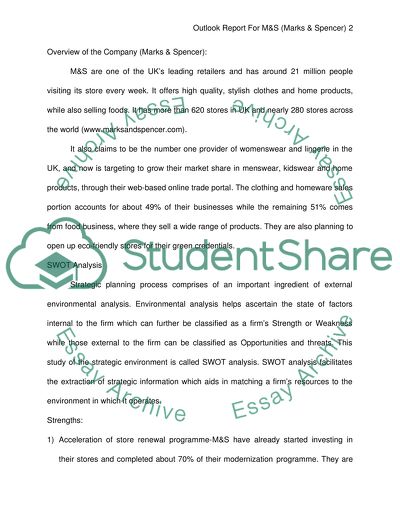 Outlook for Marks & Spencer Company