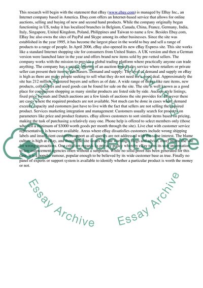 Service Marketing Management in Ebay