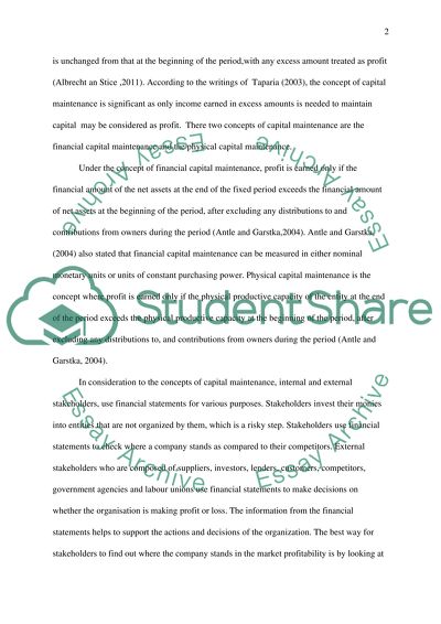 Financial Statements and Concepts of Capital Maintenance