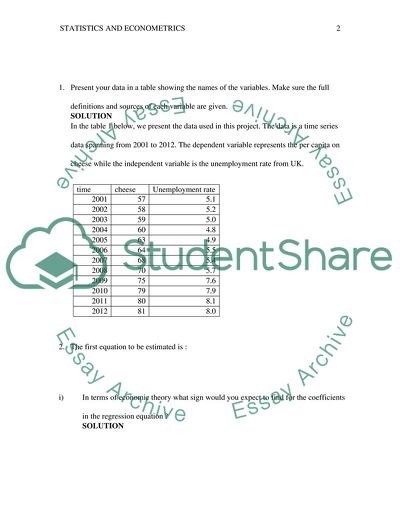 SE-5004L Statistics and Econometrics, Semester Two, 2013/4