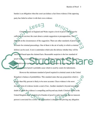 Allocation of the Legal Burden