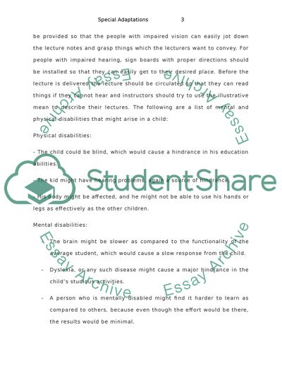 Special Adaptations for Children with Disabilities