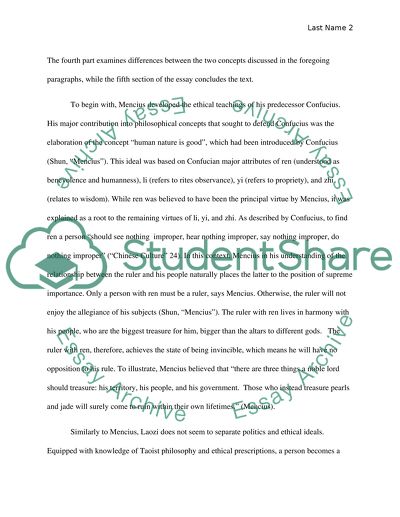 Mencius and Dao Den Jing Compared