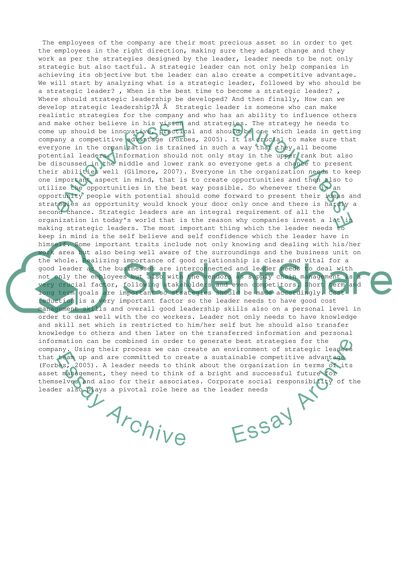 How Could Leader Be Strategic