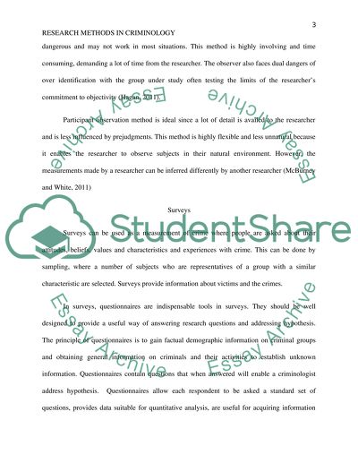 OUTLINE HOW AND WHAT TYPES OF RESEARCH METHODS ARE IMPORTANT TO CRIMINOLOGY