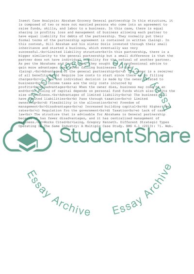 Case Analysis- Abraham&apos;s grocery