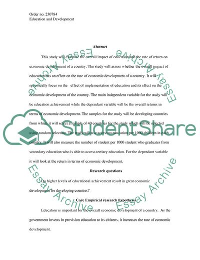The Impact of Investment in Education of Long Term Economic Development of a Nation