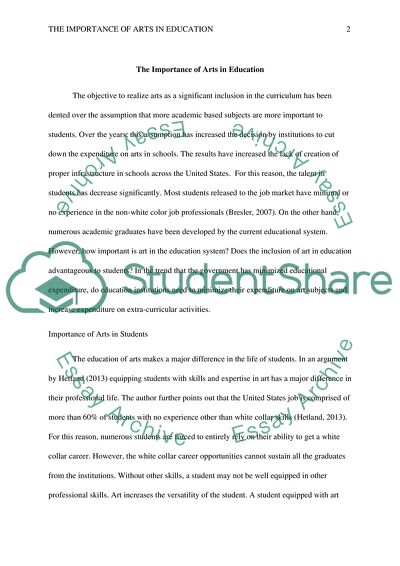 The Importance of Arts in Education