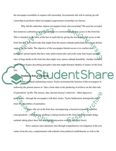 Restriction of Media Coverage during Wars