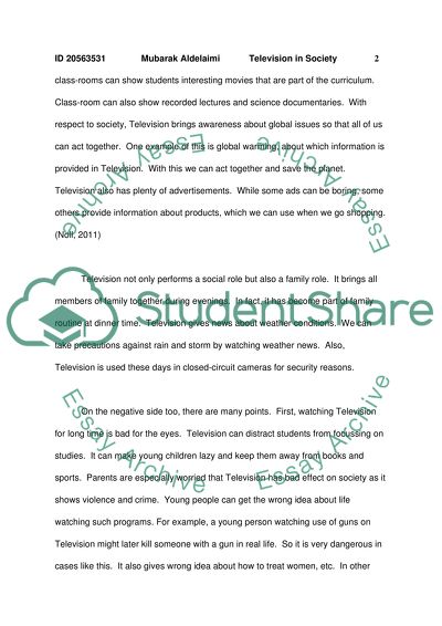 Discussion about influences has television had in our society