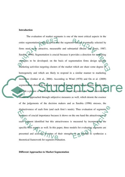 A Conceptual Model for Evaluating Segments