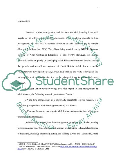 Managing time as an adult learner