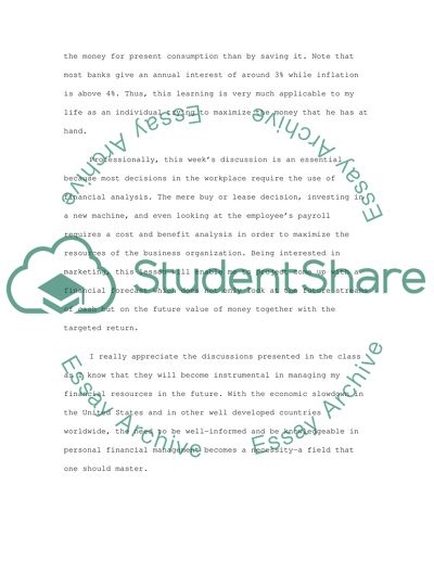 The discussion about time value of the money