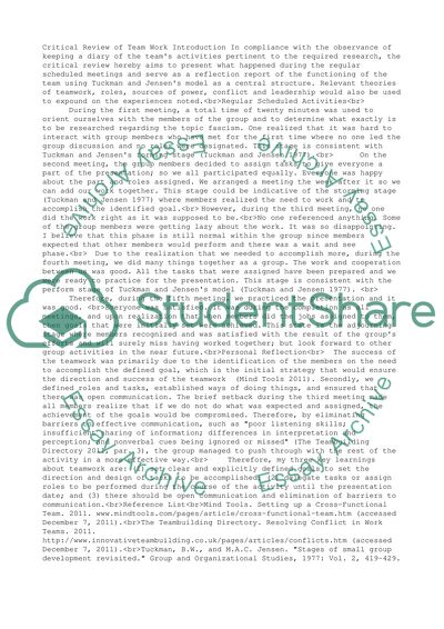 Critical Review of Team Work