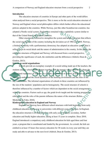 Norway and England Education Structure from a Social Perspective