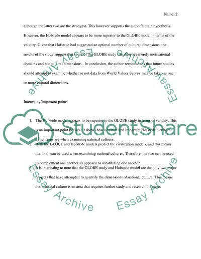 Analysis of Article about the Validity of the Two Main Projects of National Culture by Steven Voss