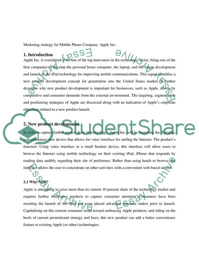 Marketing Strategy for Mobile Phone Company: Apple Inc