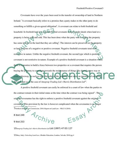 Freehold Positive Covenants: An Archaic Concept