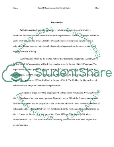 Rapid Urbanization in the United States