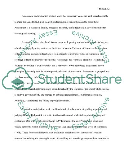 The Roles of Assessment, Evaluation and Feedback